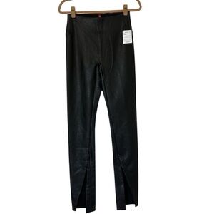 SPANX Vegan Leather Front Slit High Rise Legging Pants Tall Womens Small New